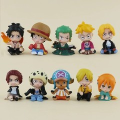 10PCS One Piece Figures Set Luffy Law Sabo Zoro Sanji Nami Chopper Marco Ace Rog