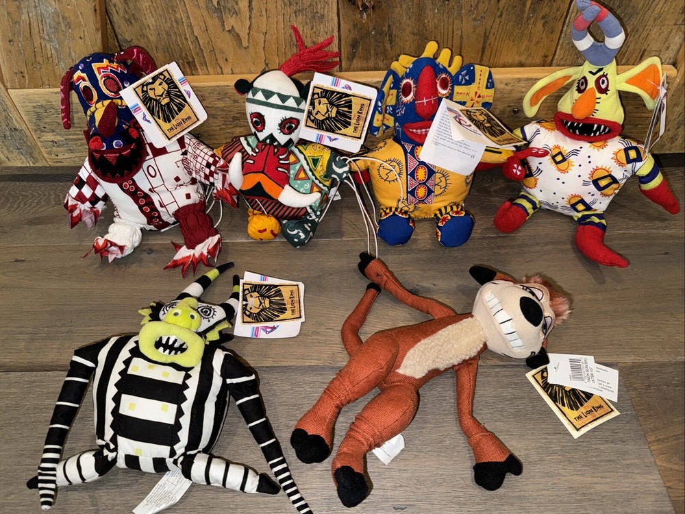 SET 6 Disney Store The Lion King Broadway Musical Bean Bag Plush TRICKSTER TIMON