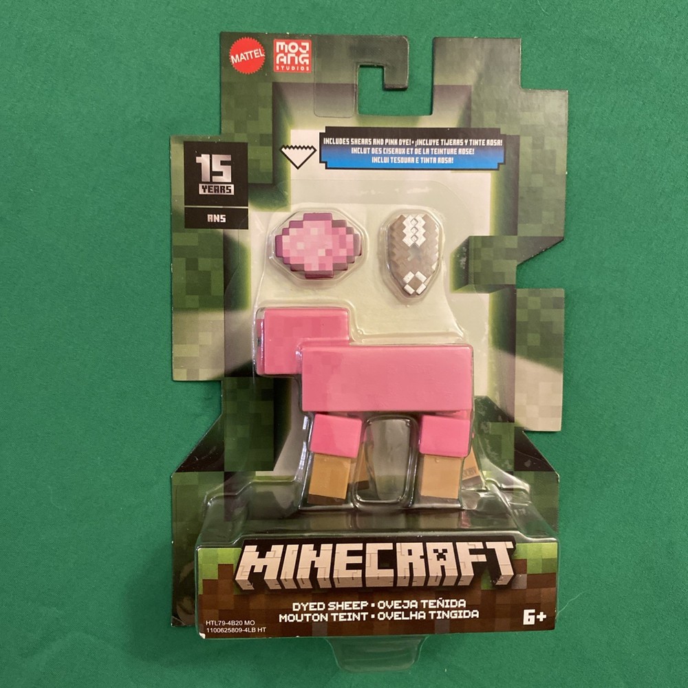 Minecraft Dyed Sheep Pink 15 Years Action Figure Mattel Mojang NEW