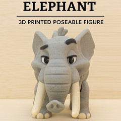 3D Printed Elephant Male Figure – Articulated Multi-Color African Animal – 3in