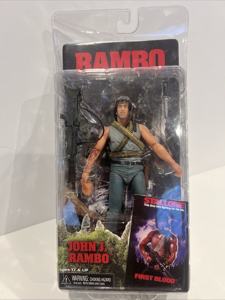 Rambo First Blood John J. Rambo Action Figure Assault Rifle Knife Boxed