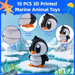 10PCS 3D Printed Ocean Animals Set for Goodie Bag Stuffers, Fidget Sea Animals