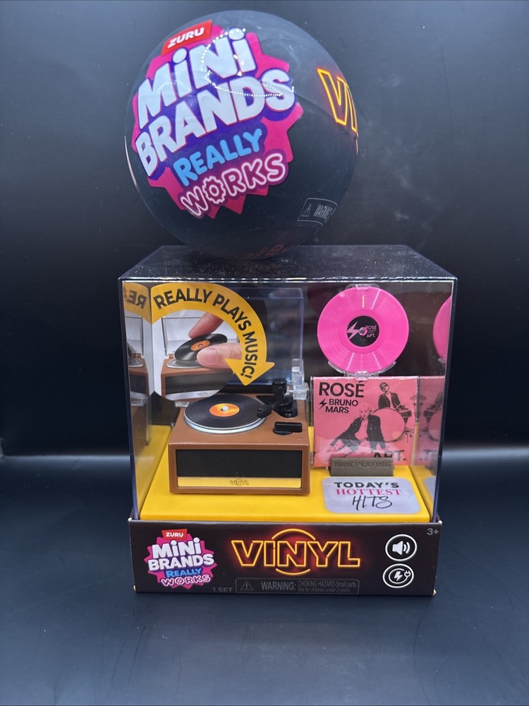 Mini Brands Really Works MINI RECORD PLAYER + CAPSULE Vinyl Playset Series 1 NEW
