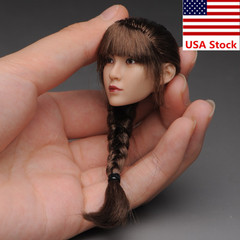 1/6 Female Suntan Head Sculpt Brown Braid Girl Carved For 12″TBL Action Figure