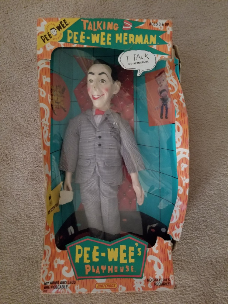 Pee-Wee Herman doll 18″ copyright 1987 in original packaging – fair condition