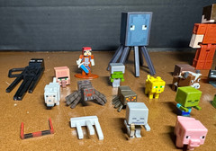 Lot of Minecraft parts some full Figures mini figures 1 key chain 1 Diecast
