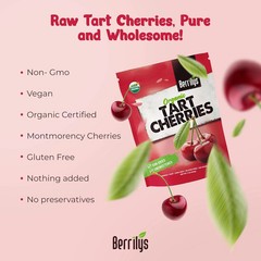 Organic Unsweetened Dried Tart Cherries 1 lb, (16 oz) – No Sugar Added, Perfect