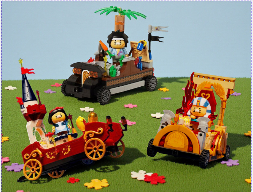 Kakao Friends Choonsik 3-Set Blocks Parade Car Pharaoh Royal Coach Korea Limited