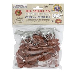 BMC Revolutionary War Camp & Supplies – 23pc Plastic Soldier Playset Accessories