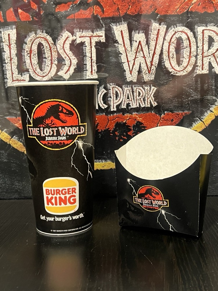 Jurassic World 1997 Burger King Paper Drink Cup & French Fry Holder (1) of Each