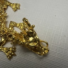 Chinese Gold Tone Articulated Dragon Figurine 3D Zodiac Tabletop Feng Shui Decor