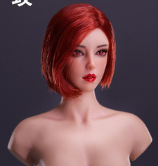 1/6 Female Head Sculpt RED short Hair YMT084 B for 12” Female Figure phicen