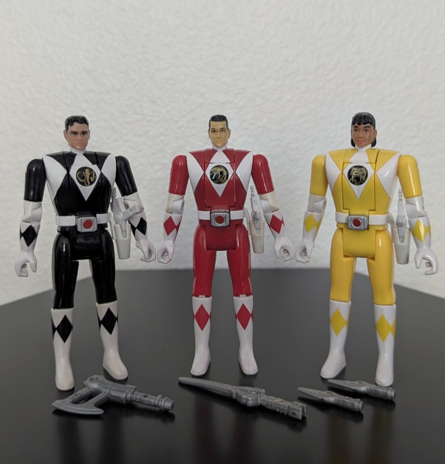 MMPR Auto Morphin Series 2 – Red Black Yellow – Rocky Adam Aisha – Custom, READ