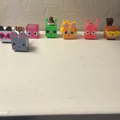 Animal Block Figurines – Set of 7 – Plastic – Mouse, Cat, Rabbit, Bear, Dog