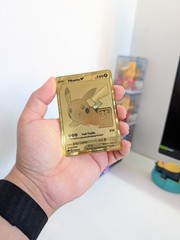 Pikachu Fan Art Gold Metal Display Card 25th Anniversary Unofficial