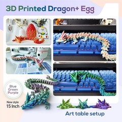 15″ 3D Printed Dragon Egg with Articulated Dragon Inside,Crystal Dragon Toys,…