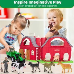 Farm Animals Toys for 1 2 3 4 5 Year old Toddlers Girls Boys, Big Red Barn Farm