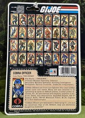 Vintage 1982 G.I. Joe COBRA OFFICER v1 Full UNCUT Peach File Card Back GI ARAH