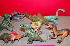 Lot of 8 Made in Indonesia Dinosaurs moveable arms and legs REX MAKE DINO SOUNDS