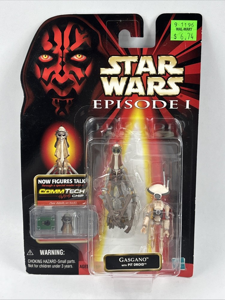 1998 Star Wars Episode 1 Gasgano with Pit Droid CommTech Chip .01 Hasbro