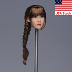 1/6 Female Suntan Head Sculpt Brown Braid Girl Carved For 12″TBL Action Figure
