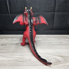 2018 11” Toys R Us Red Dragon w/ Green Eyes Fantasy Soft Rubber Toy