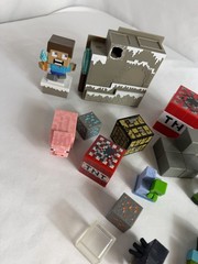 Large Minecraft Action Figure Lot Mixed Characters Blocks Varies Sizes, Mojang