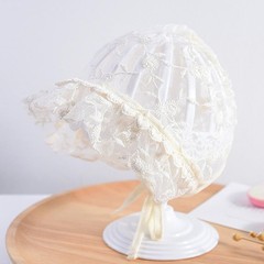 Lace Embroidery Baby Girl Bonnet Hat Summer Breathable Mesh Kids Cap