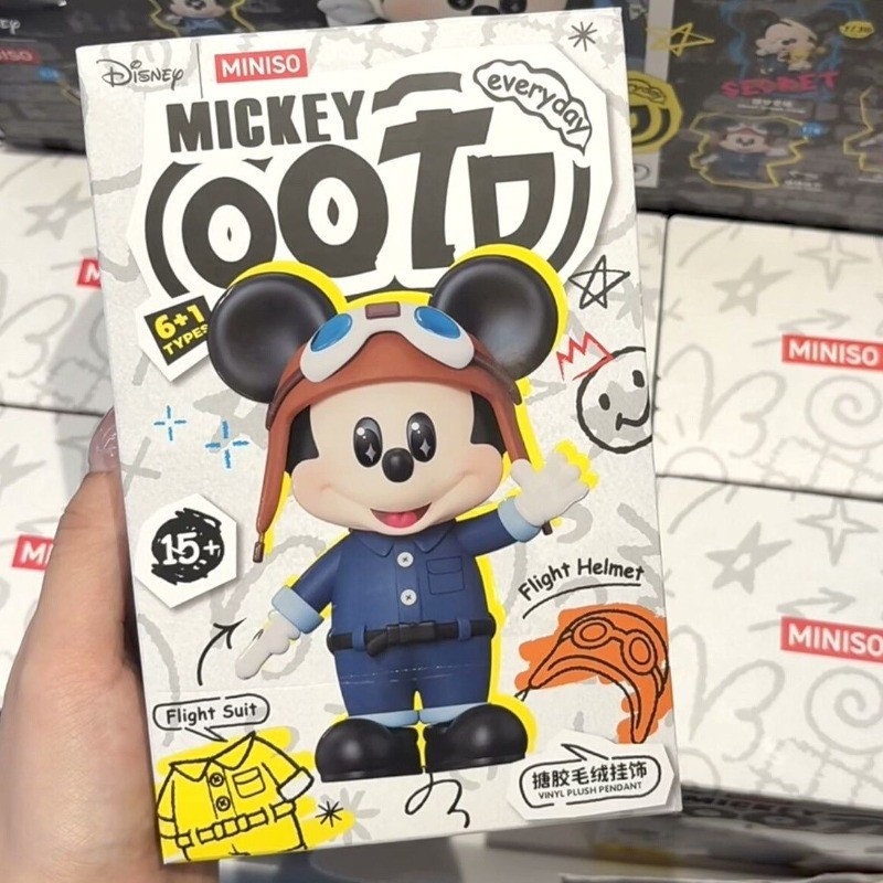 Miniso Mickey Ootd Series Plush Doll Cute Design Collectible Keychain Pendant