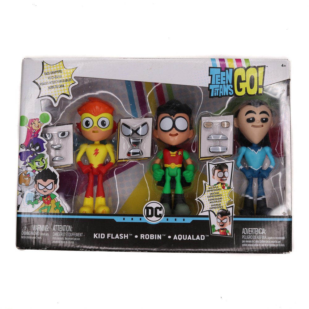 DC Teen Titans Go Face Swappers Robin, Kid Flash and Aqualad Figure New Sealed