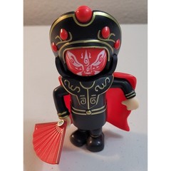 Chinese Sichuan Opera Face Changing Doll Bian Lian Figure Black Red Gold