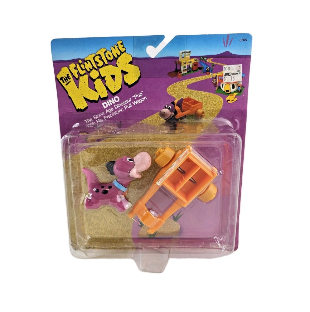 Coleco 1986 The Flintstone Kids Dino Dinosaur Pull Wagon New