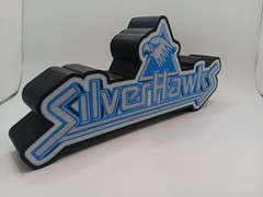 Retro Silverhawks logo lightbox sign light box Silver Hawks collection display