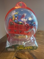 The Smurfs Holiday Gift Pack~Papa Smurfette Jokey Sleigh Figures Christmas Santa