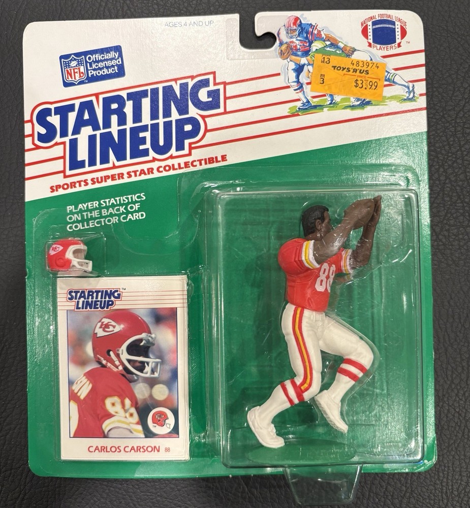 1988 STARTING LINEUP CARLOS CARSON KANSAS CITY CHIEFS RARE REGIONAL RELEASE MOC