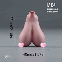 1:12 Big Bust Breast Cover Female suntan Model For 6” Action Figure Body Toy