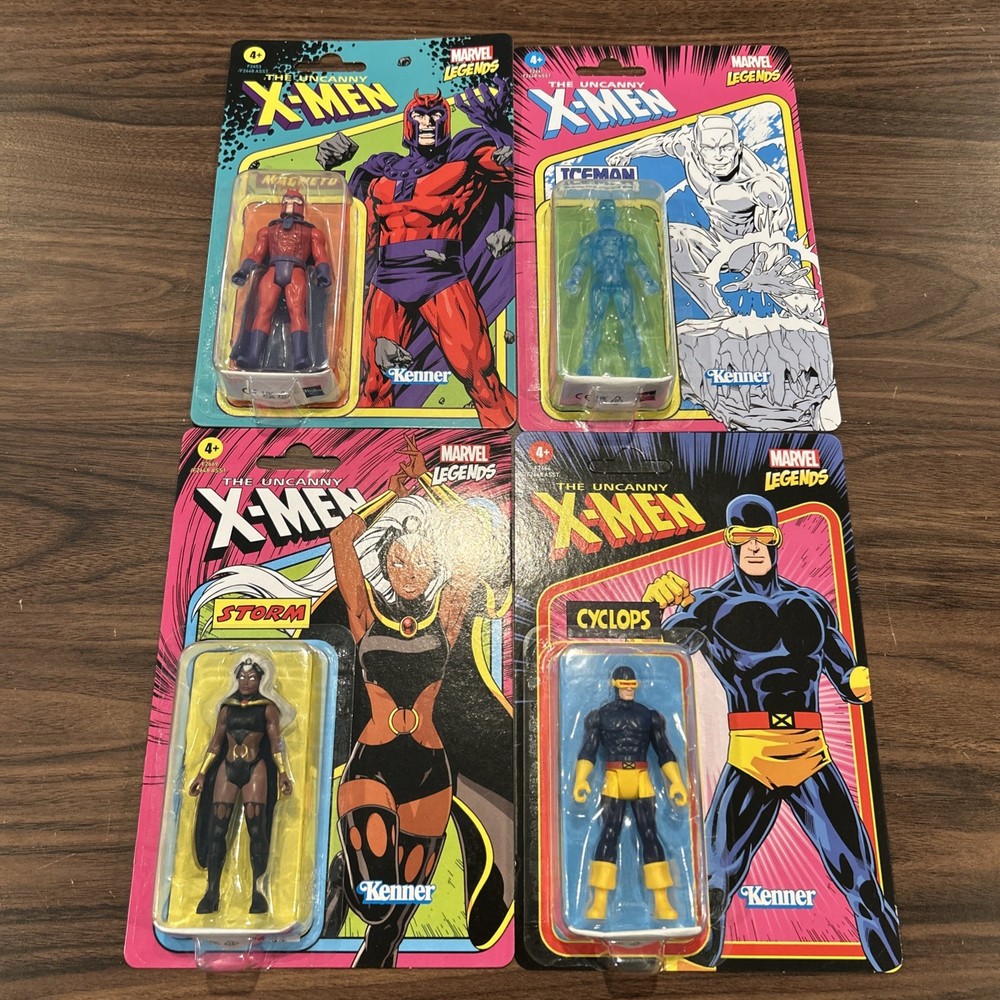 Marvel Legends Retro 3.75 Figure Lot Of 4 X-Men Magneto Iceman Storm Cyclops
