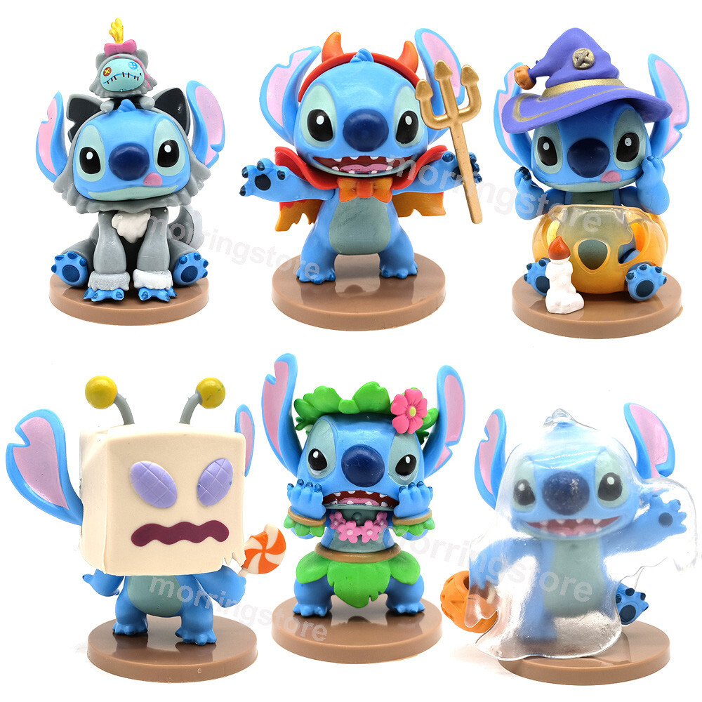 6pcs Lilo & Stitch Figures Stitch Halloween Party Cosplay Cake Decor Figurines