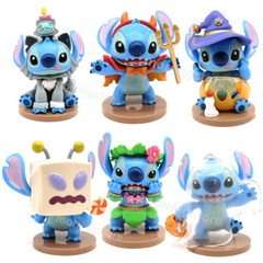 6pcs Lilo & Stitch Figures Stitch Halloween Party Cosplay Cake Decor Figurines