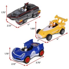 Sonic Shadow Tails Pullback 3 Pack Vehicles Non Riding Toy No Batteries Required