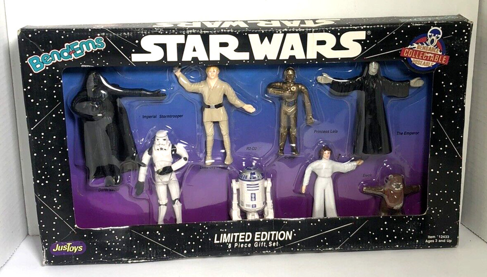 JusToys Star Wars Bend-Ems 1993 Limited Editon 8 Piece Figure Gift Set OPEN BOX