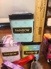 Rainbow High Surprise collectible Tins: VIOLET, SUNNY, SKYLER, SUNNY. USED. READ