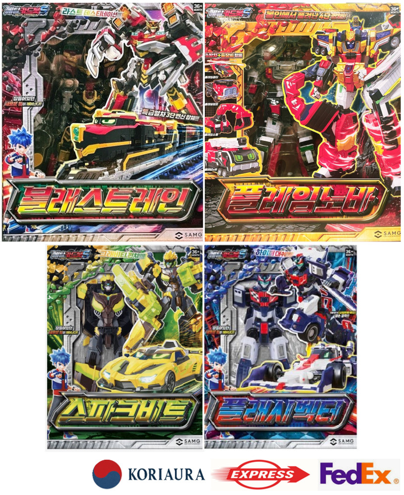 Metal Cardbot S BLASTRAIN FLAMENOVA FLASHVECTOR SPARKBIT 4-Robots Cars set 2025