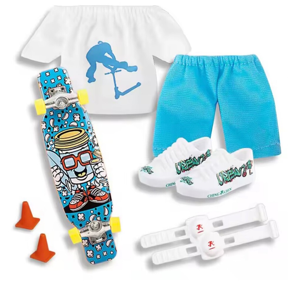Finger Board Skateboard Set With Pants and Shoes