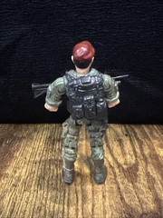 2003 Lanard The Corps Green Camo RED BERET Army Action Figure 4.25″ Gun/ Backpak