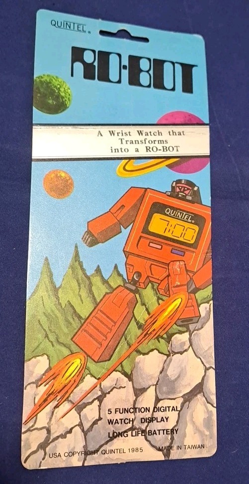 Vintage 1985 Quintel Transforming Robot Watch Original Package Backboard