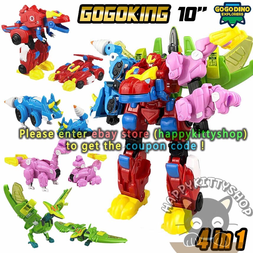 GOGO Dino GOGOKING 4in1 Transform Dinosaurs Robot Combiner Boy Kids Vehicles Toy