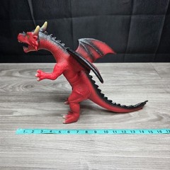 2018 11” Toys R Us Red Dragon w/ Green Eyes Fantasy Soft Rubber Toy