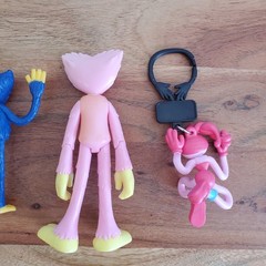 POPPY Playtime Scary Huggy Wuggy 5″ Lot Of 4 Posable Action Figures 2 Keychains
