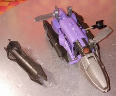 Zoids, silver+black+purple, 5 1/2″L by 2 1/4″h, fully fxns, some assembly requir